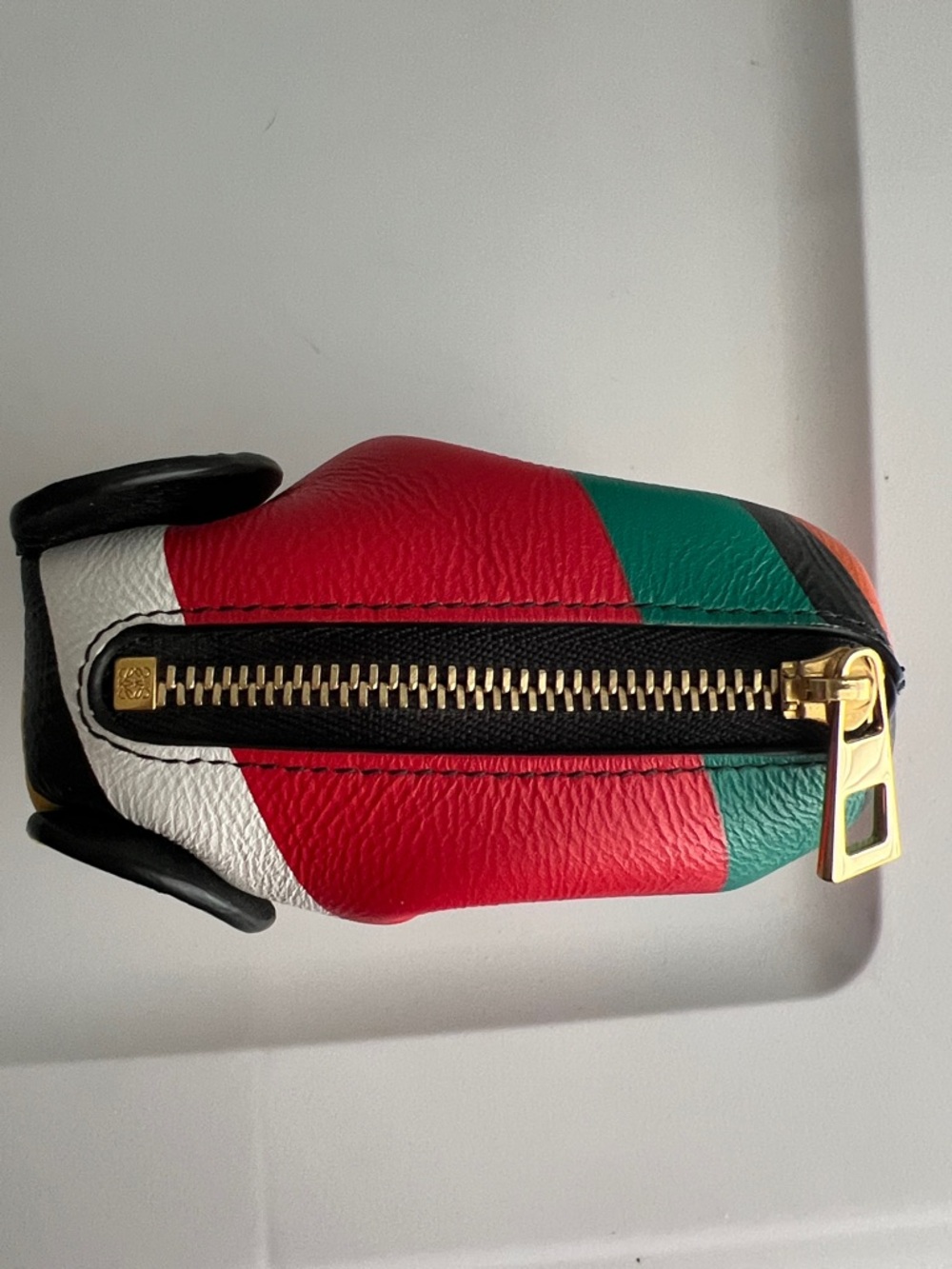 RARE Loewe Elephant Coin Purse Keychain- Multicolor Calfskin Leather - Picture 4 of 8